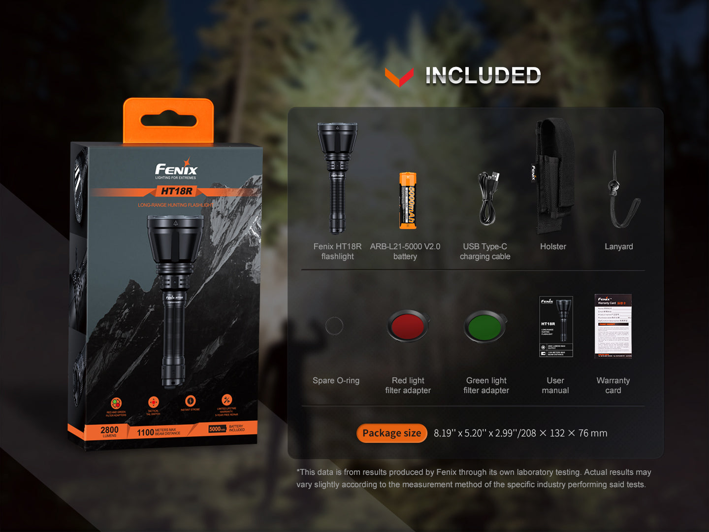 Fenix HT18R Rechargeable Hunting Flashlight Kit with Picatinny Mount & Remote Pressure Switch - Perfect for Night Hunting, Tactical Gear, and Outdoor Adventures