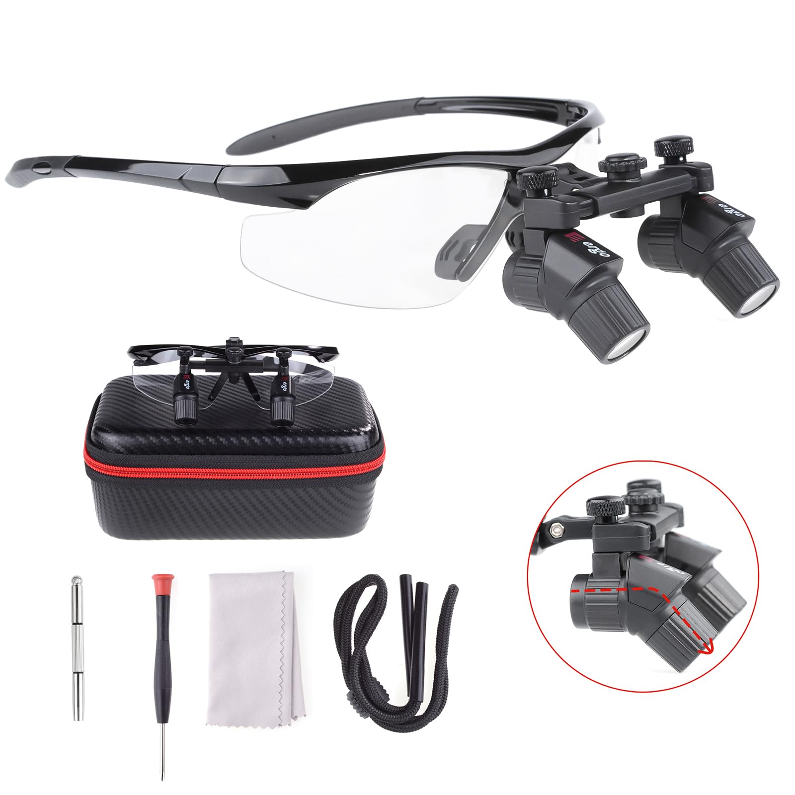 4.0X Medical Ergonomic Ultralight Surgical Binocular Loupes for ENT Surgery - Adjustable Magnifying Glasses with Plastic Frame & 450mm Working Distance (DY-119) - Perfect for Precision ENT Procedures, Dental Work & Microsurgery