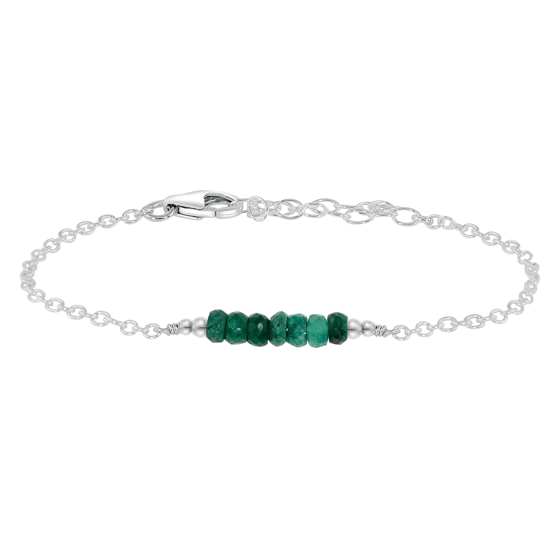 Sparkling Green Emerald Gemstone Faceted Bead Bar Bracelet for Women - Elegant Handmade Jewelry for Party, Wedding & Special Occasions