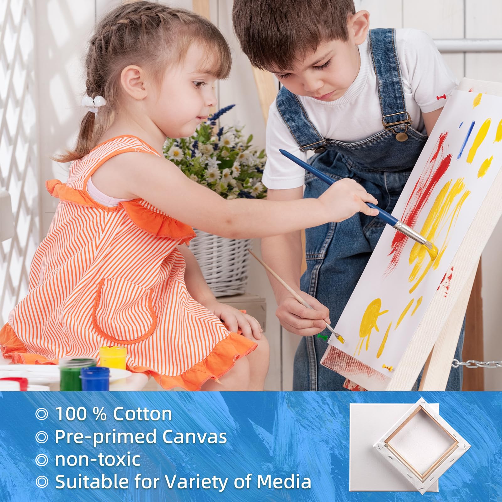 6 Pack 16x20 Inch Cotton Canvas Panels for Oil & Acrylic Painting - Premium White Canvas Boards for Artists & Beginners - Perfect for Studio, Classroom & DIY Art Projects