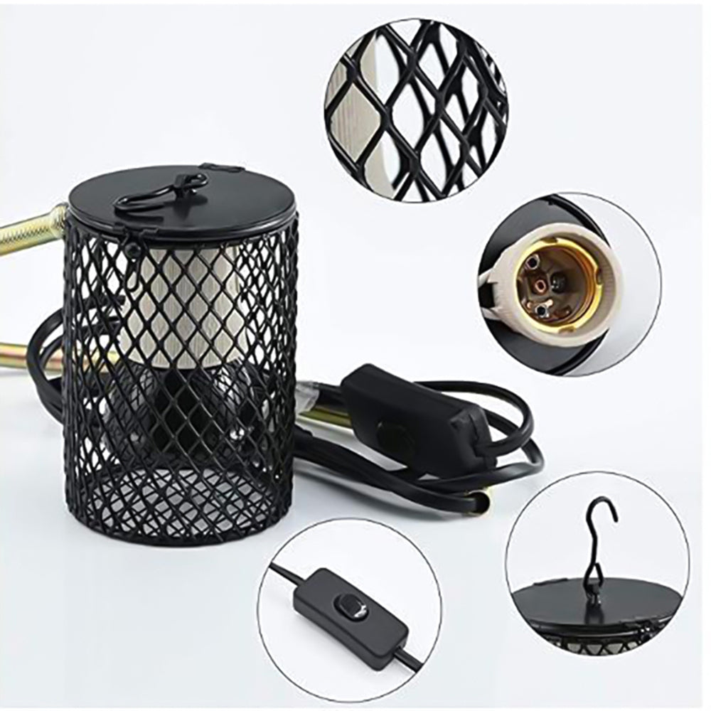 100W Reptile Ceramic Heat Lamp with Cage Light Holder - Adjustable Temperature for Terrariums, Chicken Coops & Pet Habitats - Ideal for Lizards, Snakes, Turtles & Poultry Breeding