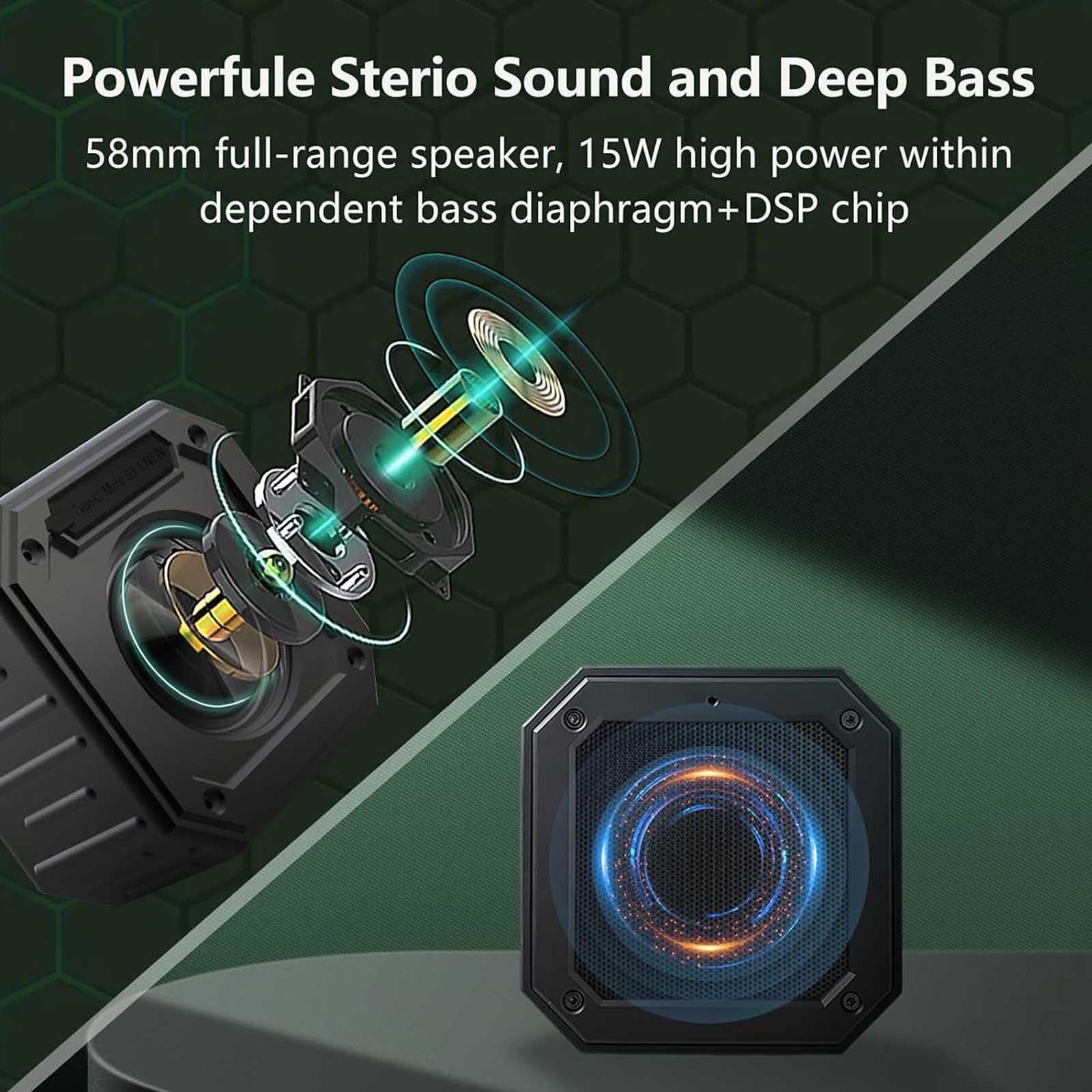 Portable Bluetooth Speaker with Magnetic Base - 15W Loud Sound & Deep Bass, IPX7 Waterproof Wireless Speaker for Golf, Outdoor, Travel | Perfect Golf Cart Accessory & Gift for Men (Sports, Beach, Camping, Parties)