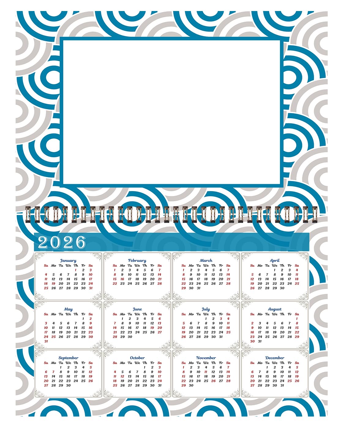2025 Spiral-Bound Photo Frame Wall Calendar - Customizable 12-Month Desktop & Wall Planner (Geometric Design #004) - Perfect for Home, Office & Gift Giving