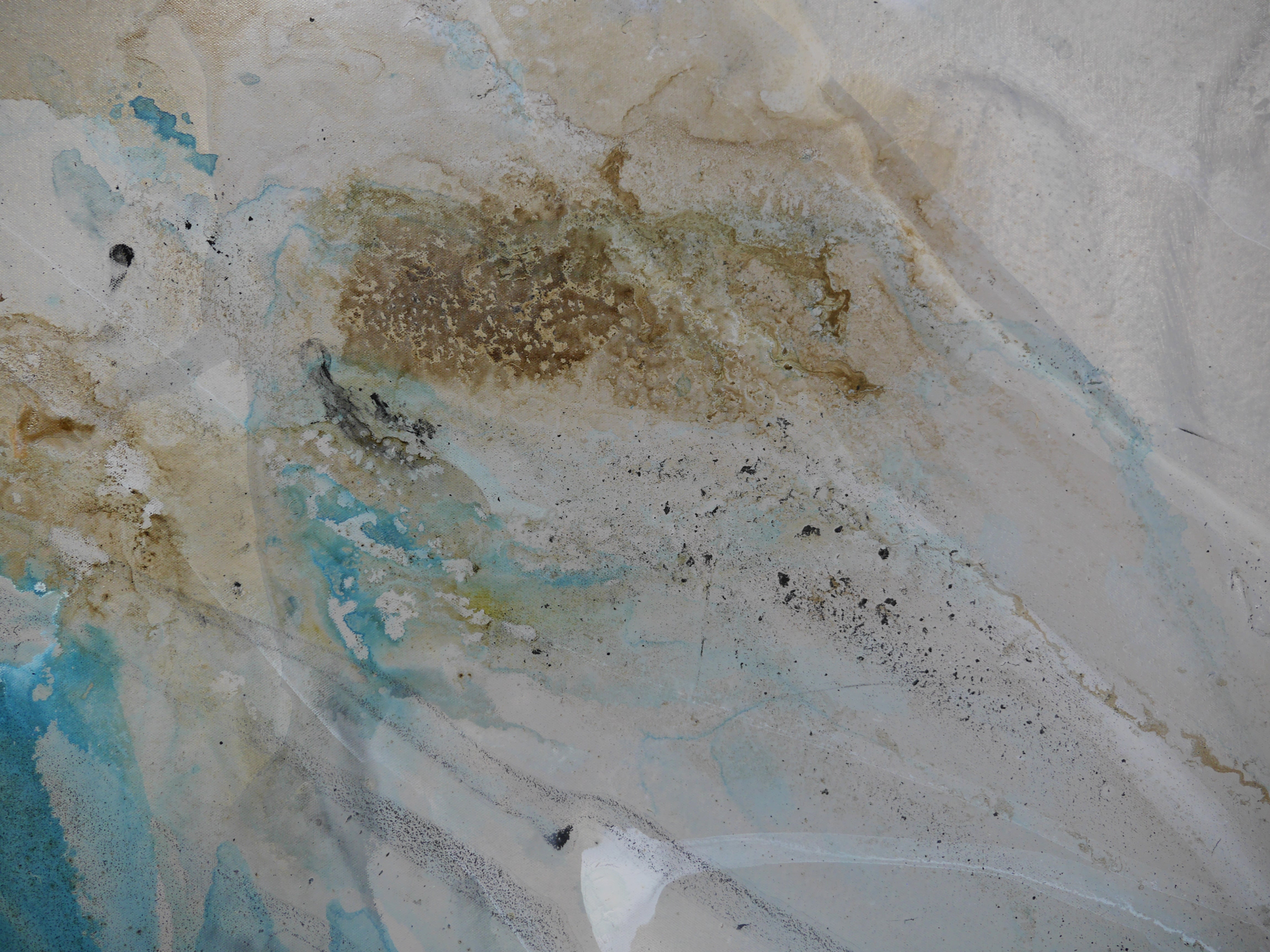Abstract Teal Rust Cream White Blended Painting - 240cm x 100cm Large Wall Art for Living Room, Bedroom & Office Decor | Premium Canvas Artwork