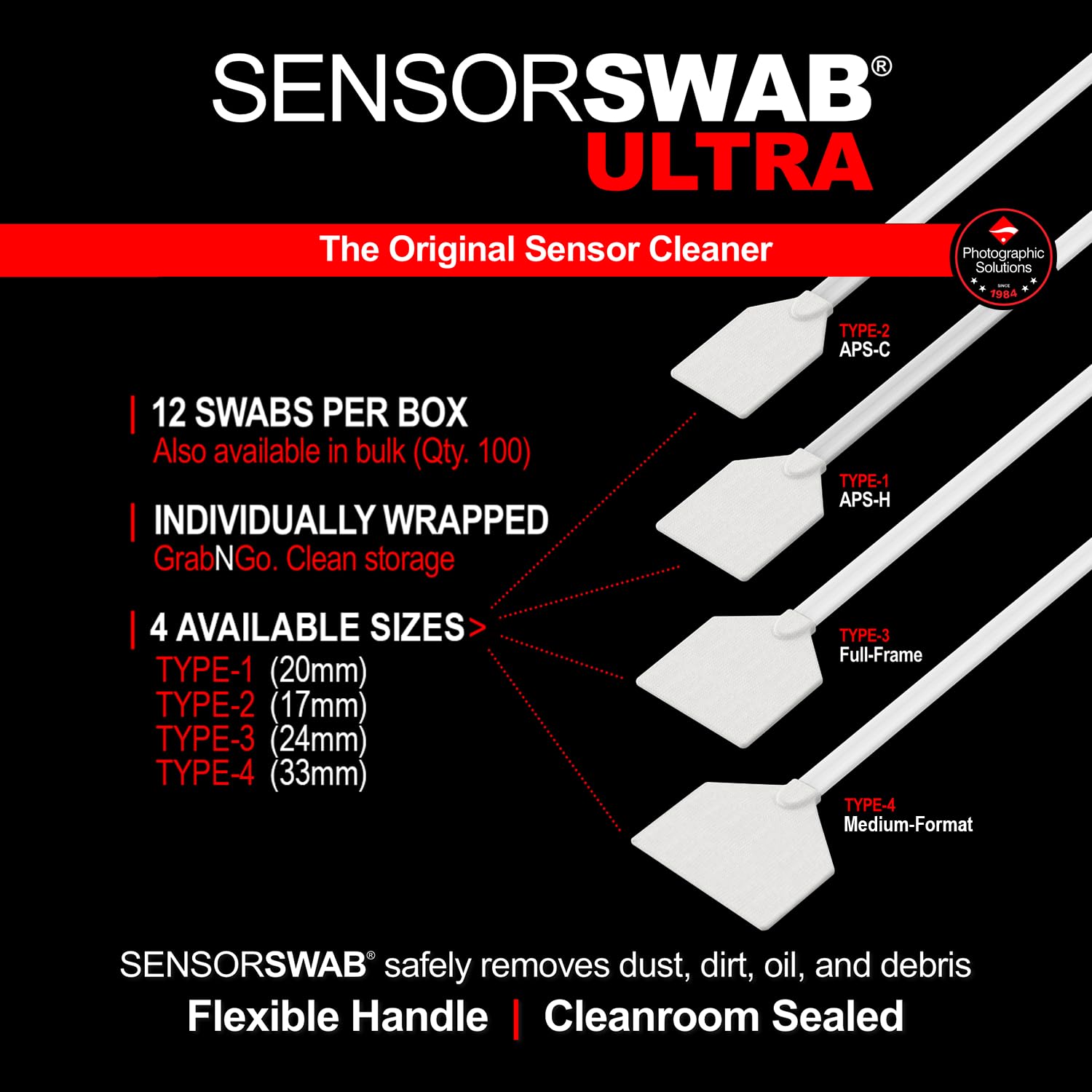 **17mm APS-C Sensor Cleaning Kit - 12 Swabs with Dropper Tip (59ml/2oz) for DSLR & Mirrorless Cameras - Perfect for Eclipse Sensor Cleaning & Dust Removal**    *(Ideal for Professional Photographers & Camera Maintenance at Home or Studio)*