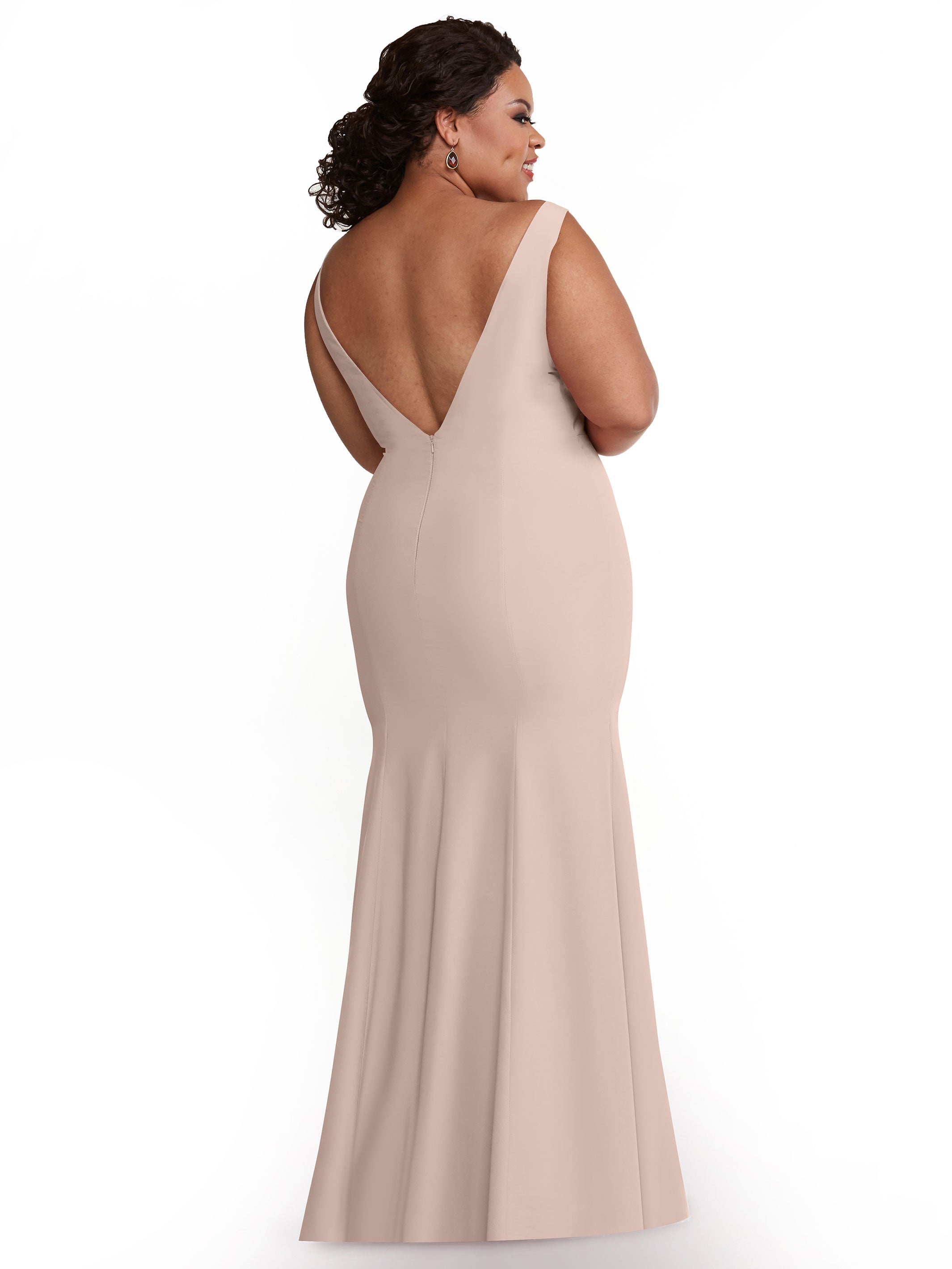 Elegant 83010 Mermaid Stretch Chiffon Bridesmaid Dress with Plunging V-Neckline - Perfect for Beach Weddings, Formal Events & Evening Parties
