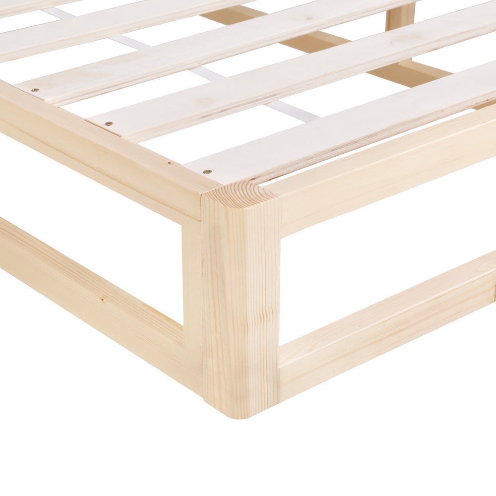 Minimalist Solid Pinewood King Bed Frame - Sturdy & Eco-Friendly Wooden Bed Base for Modern Bedrooms