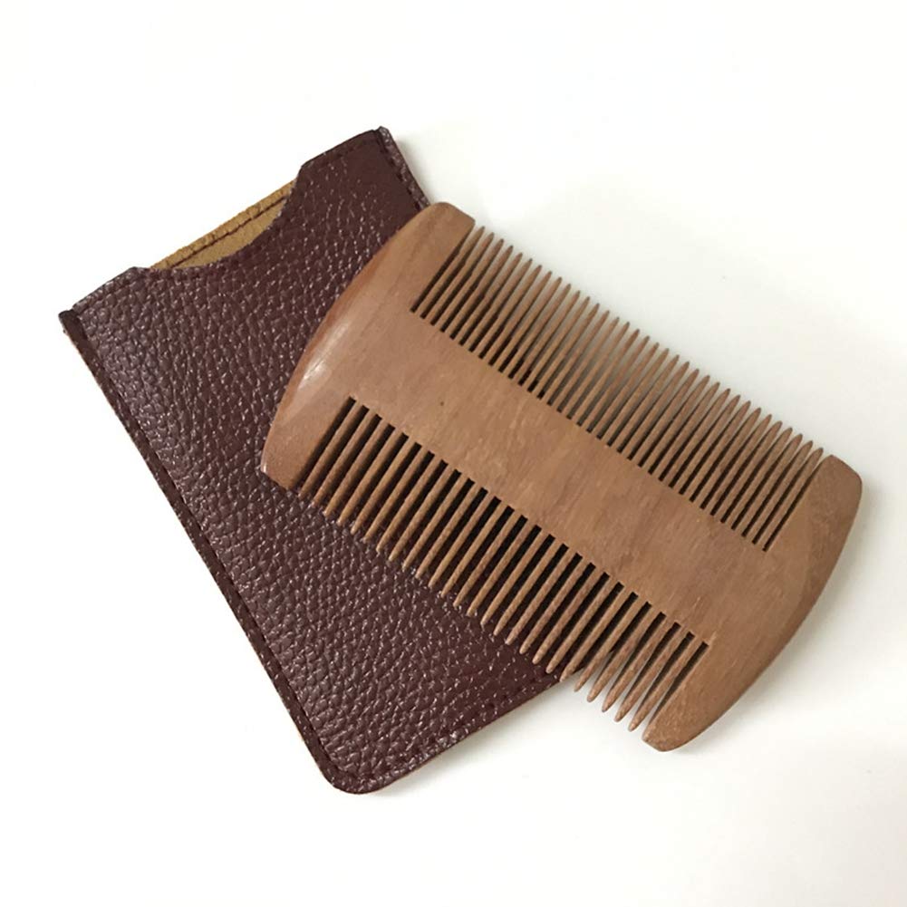 Premium Sandalwood Beard Comb for Men - Natural Wooden Comb with Fine & Coarse Teeth - Anti-Static Pocket Comb for Daily Grooming & Travel - Perfect Gift for Bearded Gentlemen