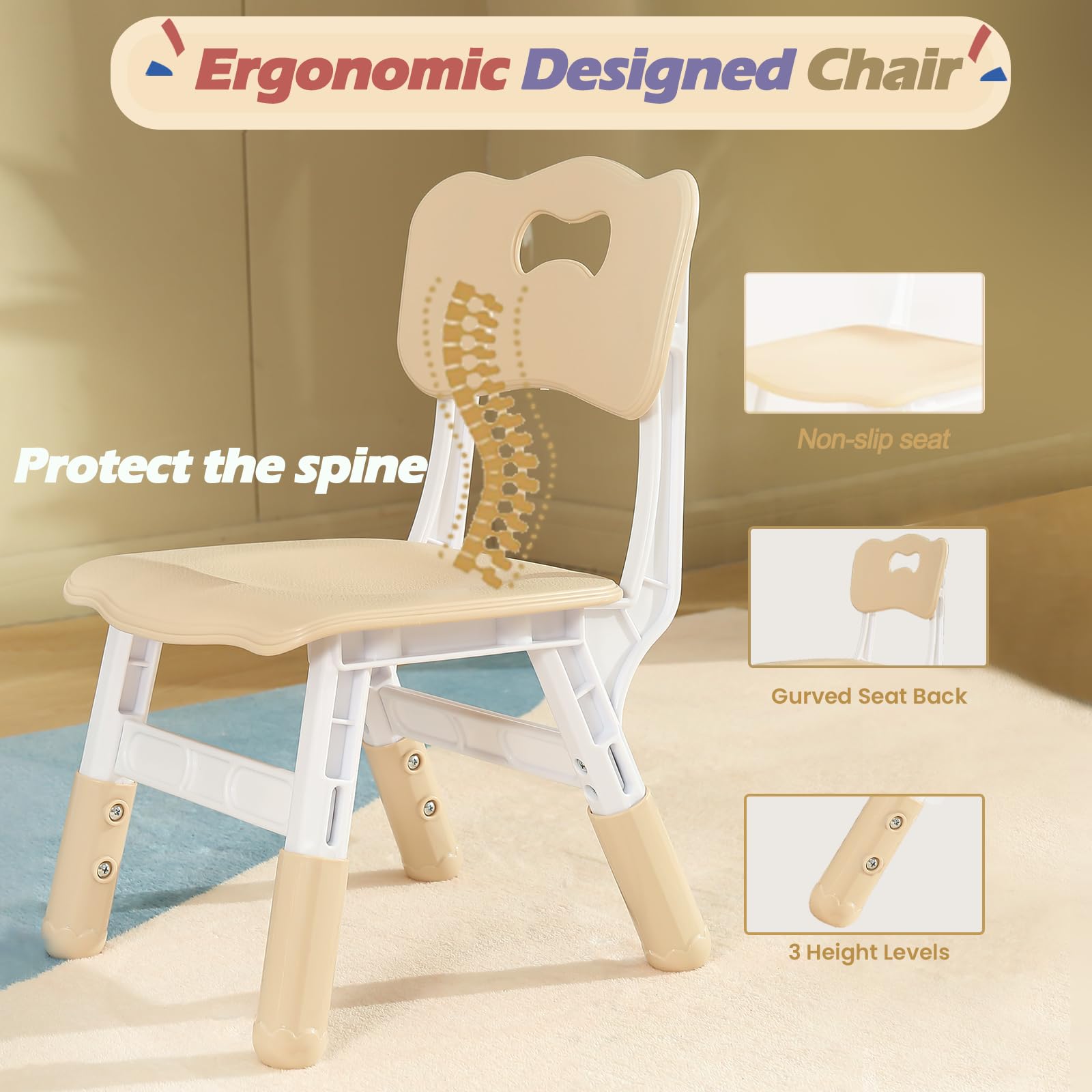 Adjustable Kids Table and Chair Set for Toddlers Ages 3+ - 31.5