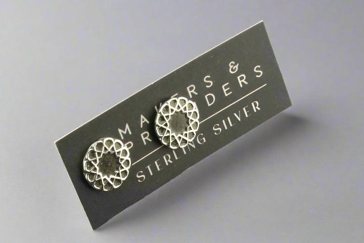 Intricate Mandala Stud Earrings - Sterling Silver Jewelry for Women - Perfect for Yoga, Meditation & Boho Fashion