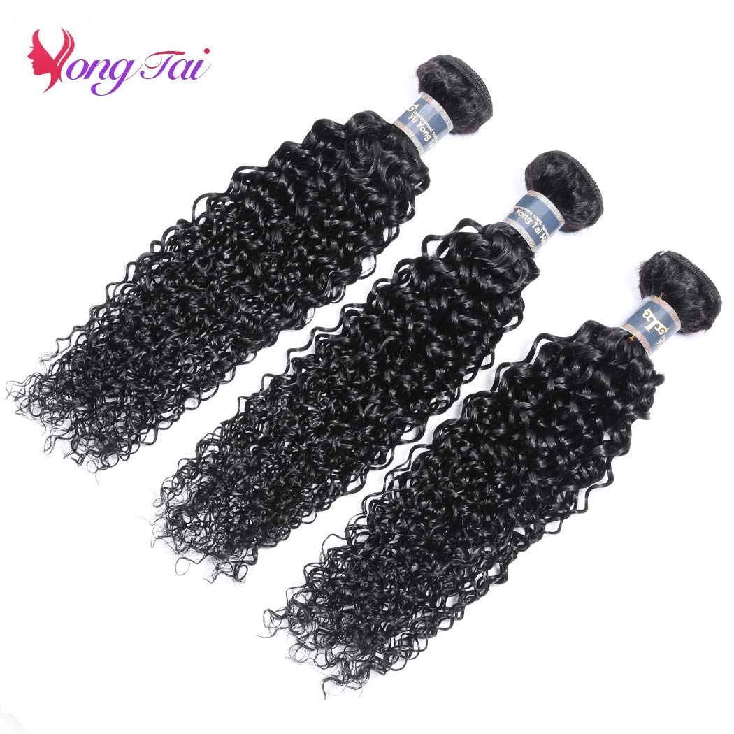 Brazilian Jerry Curly Human Hair Bundles 16 18 20 Inches - 100% Virgin Unprocessed Kinky Curly Hair Extensions (1B Color) for Weaving, Styling & Natural Look - Perfect for Daily Wear, Parties & Special Occasions