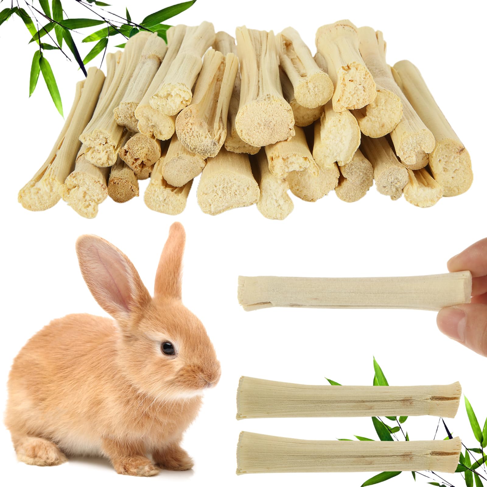 Natural Bamboo Chew Sticks for Rabbits - 2.2lb (1000g) Small Animal Teeth Grinding Toys - Safe Molar Treats for Bunnies, Hamsters, Chinchillas & Guinea Pigs - Perfect for Cage Enrichment and Dental Health