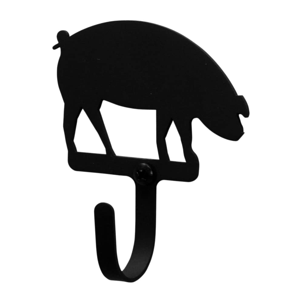 Vintage Wrought Iron Pig Wall Hook - Rustic Farmhouse Decor for Keys, Hats & Coats - Perfect for Entryway, Kitchen or Bathroom Organization