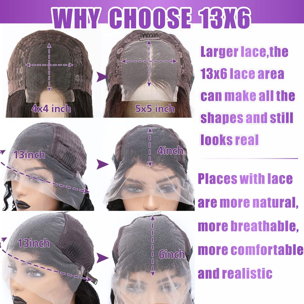 13x6 Deep Wave Lace Front Wigs Human Hair - Pre Plucked 180% Density HD Transparent Glueless Lace Frontal Wig - Brazilian Virgin Human Hair with Baby Hair - 26 Inch - Perfect for Black Women, Parties, Weddings & Daily Wear