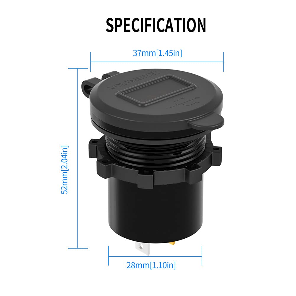 12V-24V Dual USB Car Fast Charger with Voltmeter & Mechanical Switch - Aluminum Alloy Multi-Function Car Charger for Road Trips & Daily Commutes