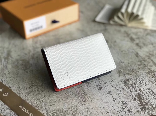LV Pocket Organizer Wallet for Men - Genuine Epi Leather Card Holder - Perfect for Business Cards, Credit Cards & ID - Stylish Everyday Essential for Work & Travel