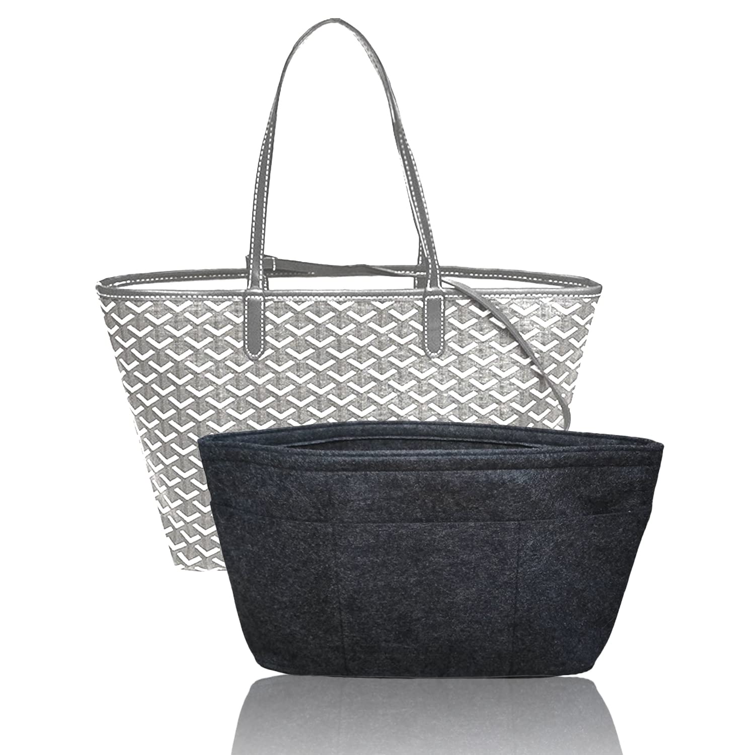 Premium Felt Purse Organizer Insert with 12 Pockets - Tote & Handbag Organizer for Women (Black, Medium Size) | Perfect for Work, Travel & Everyday Use