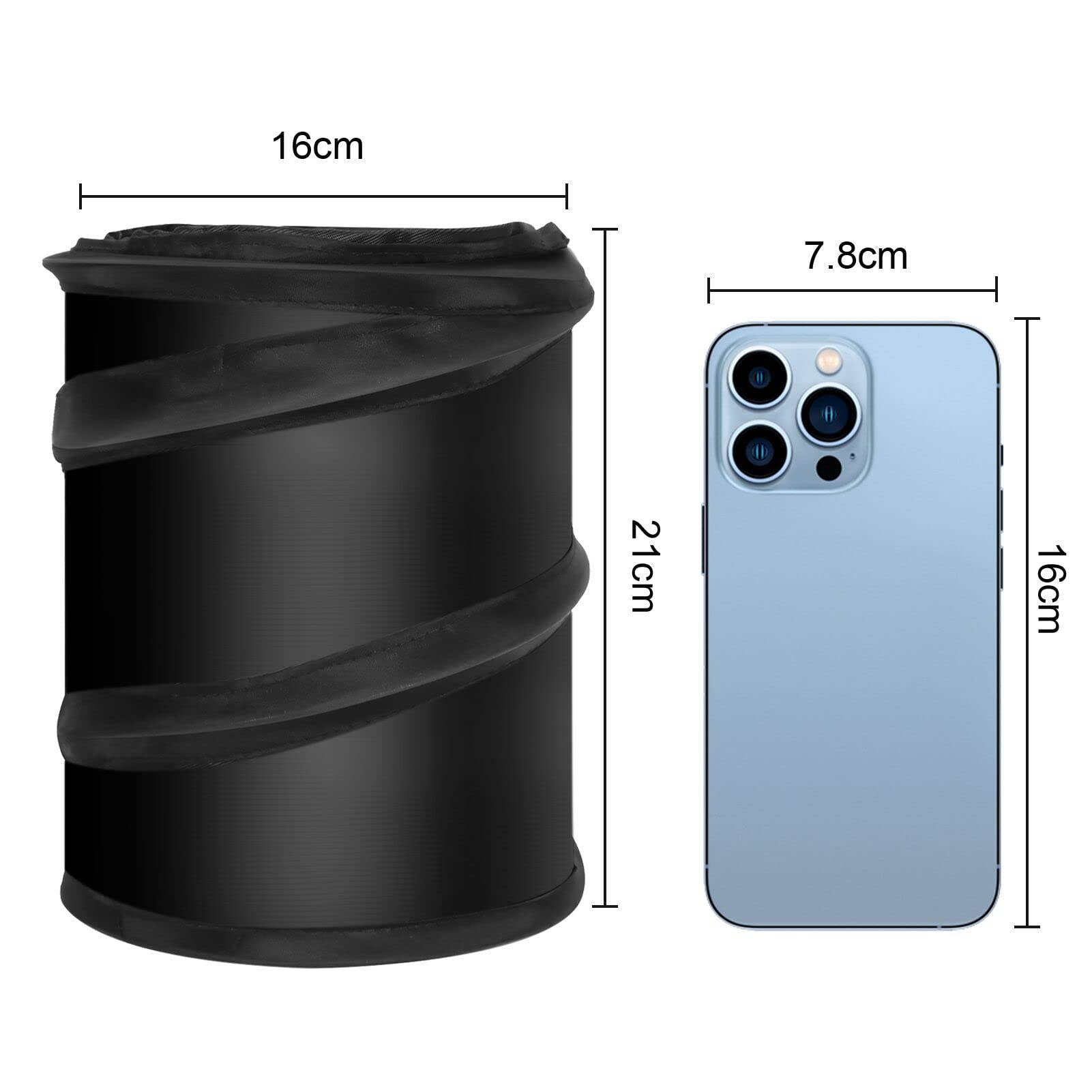 FYY Collapsible Car Trash Can 2 Pack - 1 Gallon Portable Auto Garbage Bin with Seat Hooks for Travel, Camping & Road Trips - Mini Vehicle Trash Can for SUV, Sedan, Truck & RV - Waterproof & Odor-Proof Design