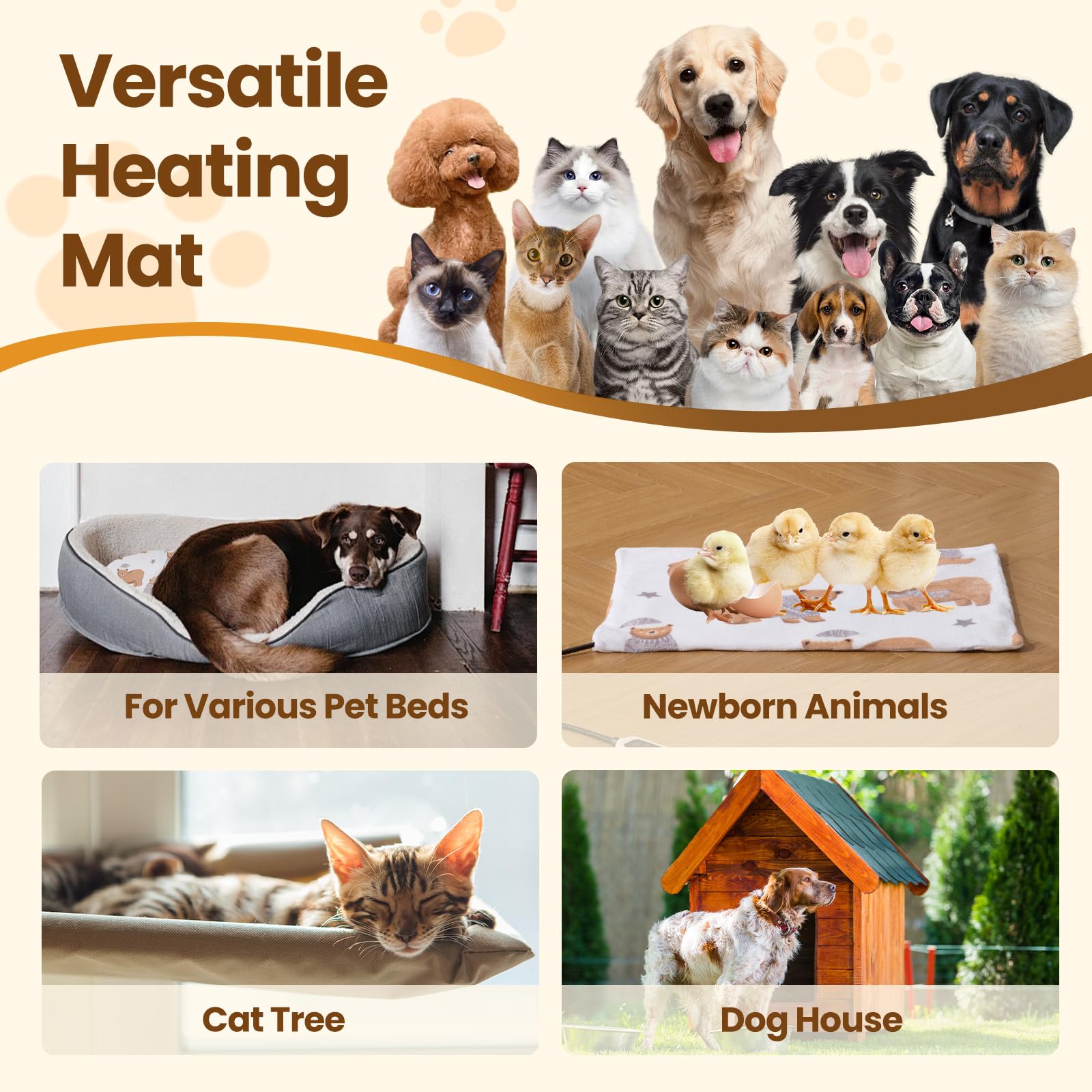 Bearhug Pet Heating Pad 35x24 Inch - Adjustable Temperature Heated Bed for Dogs & Cats with Waterproof Cover - Perfect for Winter Warmth & Arthritis Relief