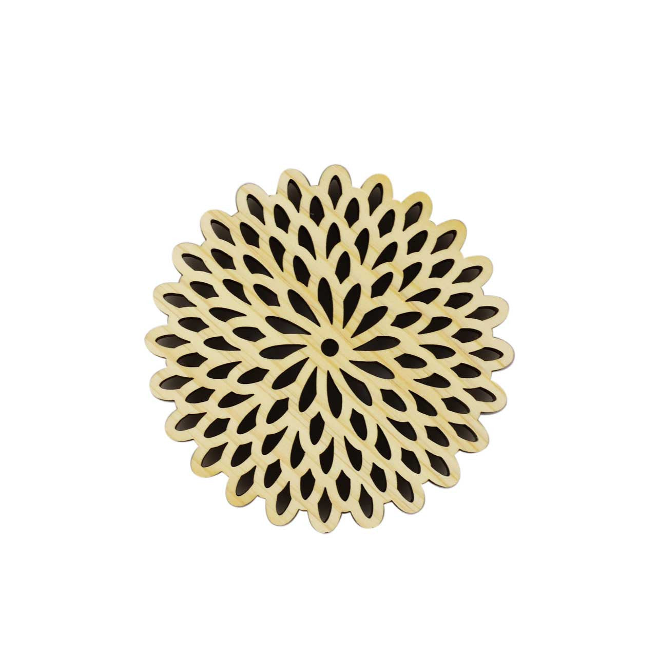 Premium Japanese Hinoki Wood Coasters with Chrysanthemum Floral Design - Natural Wood Drink Coasters for Hot & Cold Beverages - Perfect for Home, Office, and Gift Use