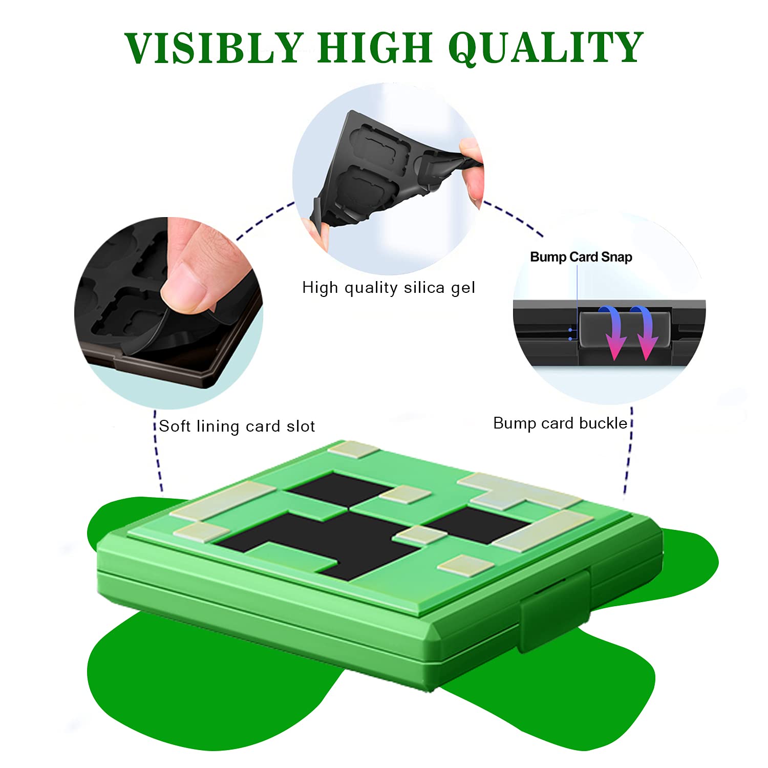 Nintendo Switch Game Cartridge Holder – Portable Slim Case for 12 Games & 12 SD Cards | Expandable to 24 Game Slots | Green Mini World Design | Perfect for Travel, Gaming Parties & Switch Accessories Organization