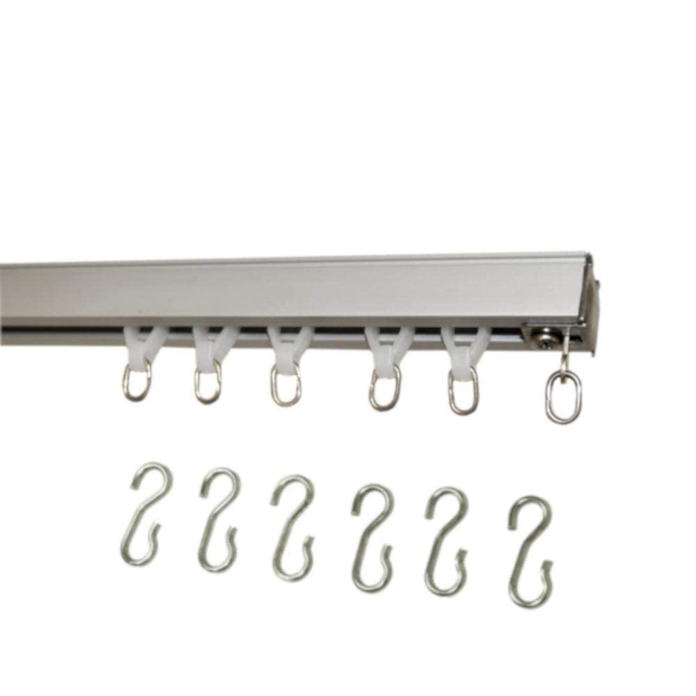 4' Silver Ceiling Curtain Track Set with Smooth Wheeled Carriers & Hooks - Perfect for Living Room, Bedroom, and Home Theater Window Treatments