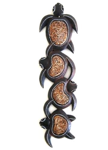 Handmade Wooden Turtle Wall Decor - OMA Sea Turtle Statue for Home & Office - Unique Swimming Turtle Family Art - Perfect Gift for Nature Lovers (Living Room, Bedroom, Beach House Decor)