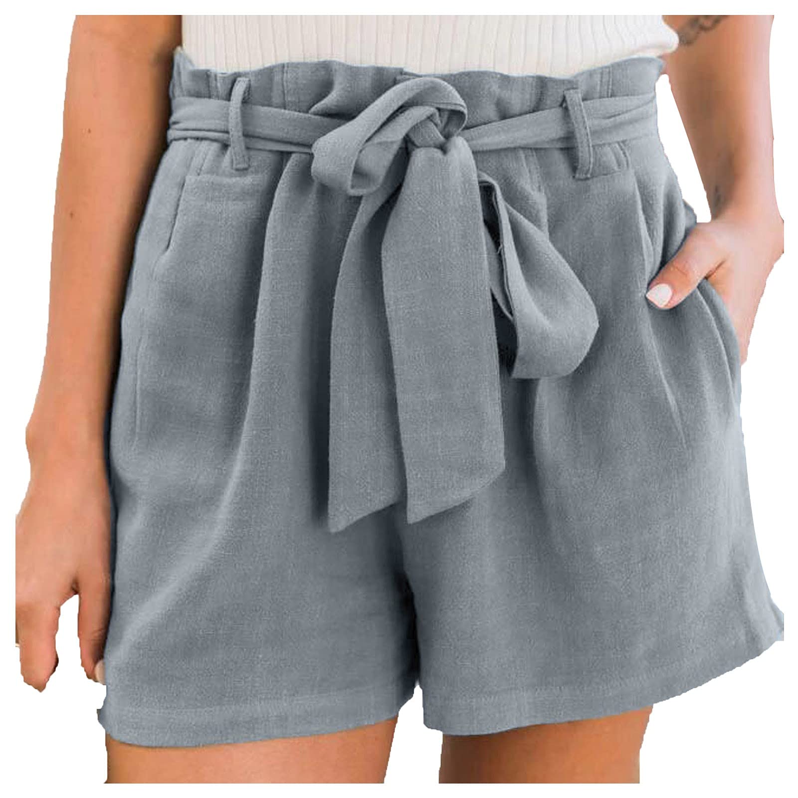 SHOWV Women's High Waist Yoga Shorts with Pockets - Athletic Running Workout Shorts, Drawstring Fitness Leggings for Yoga, Gym, Jogging & Outdoor Activities