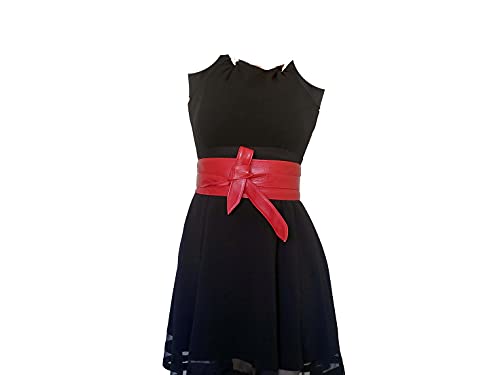 Stylish Red Wide Leather Wrap Obi Belt for Women - Fashionable Streetwear Accessory, Perfect Gift for Her - Ideal for Casual Outfits, Dresses & Boho Chic Looks