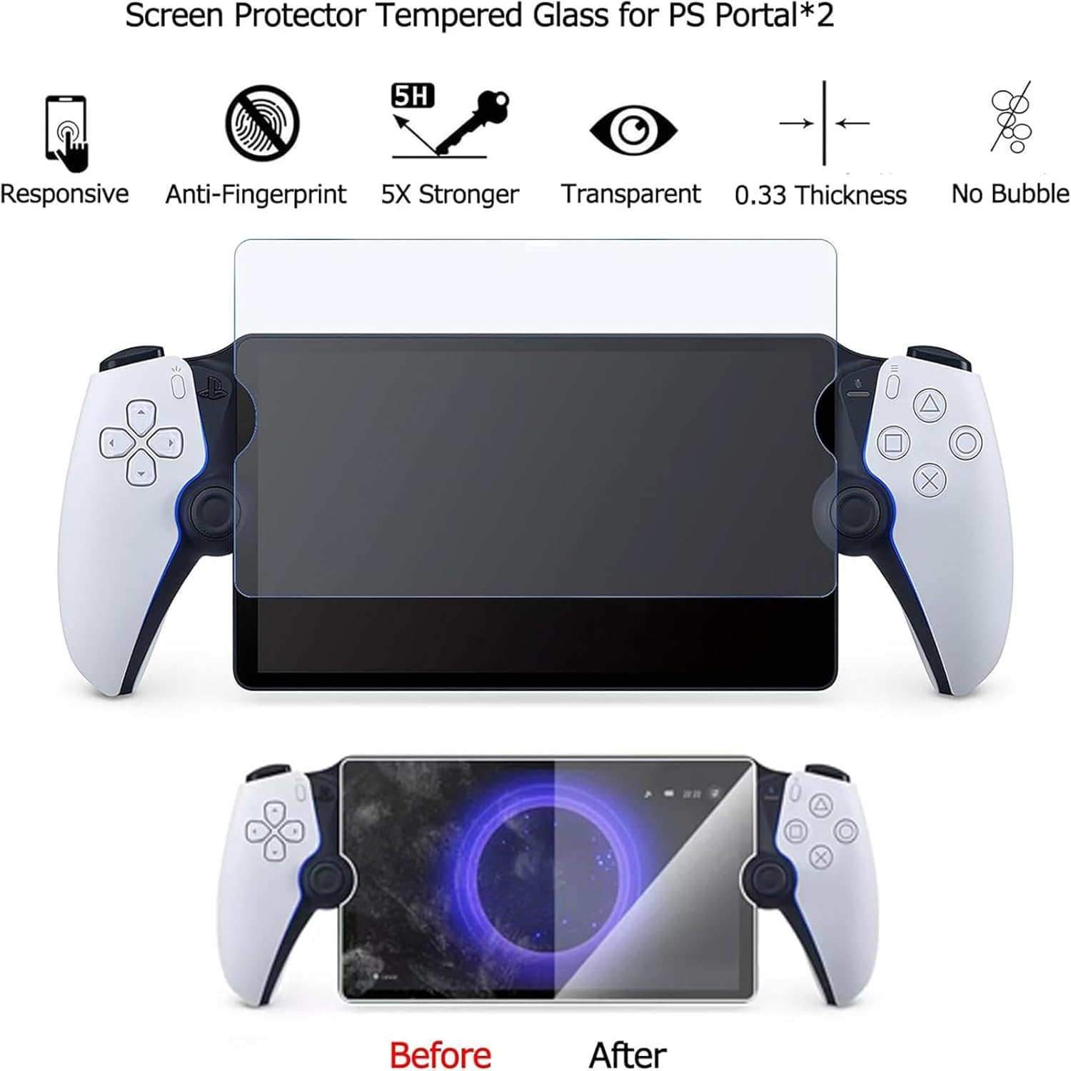 AriKroii 4-in-1 Accessories Bundle for PlayStation Portal - PS Portal Protective Case, Hard PC Clear Cover, 2 Screen Protectors & 2 Thumb Grips - Perfect for Gaming Protection and Enhanced Gameplay Experience