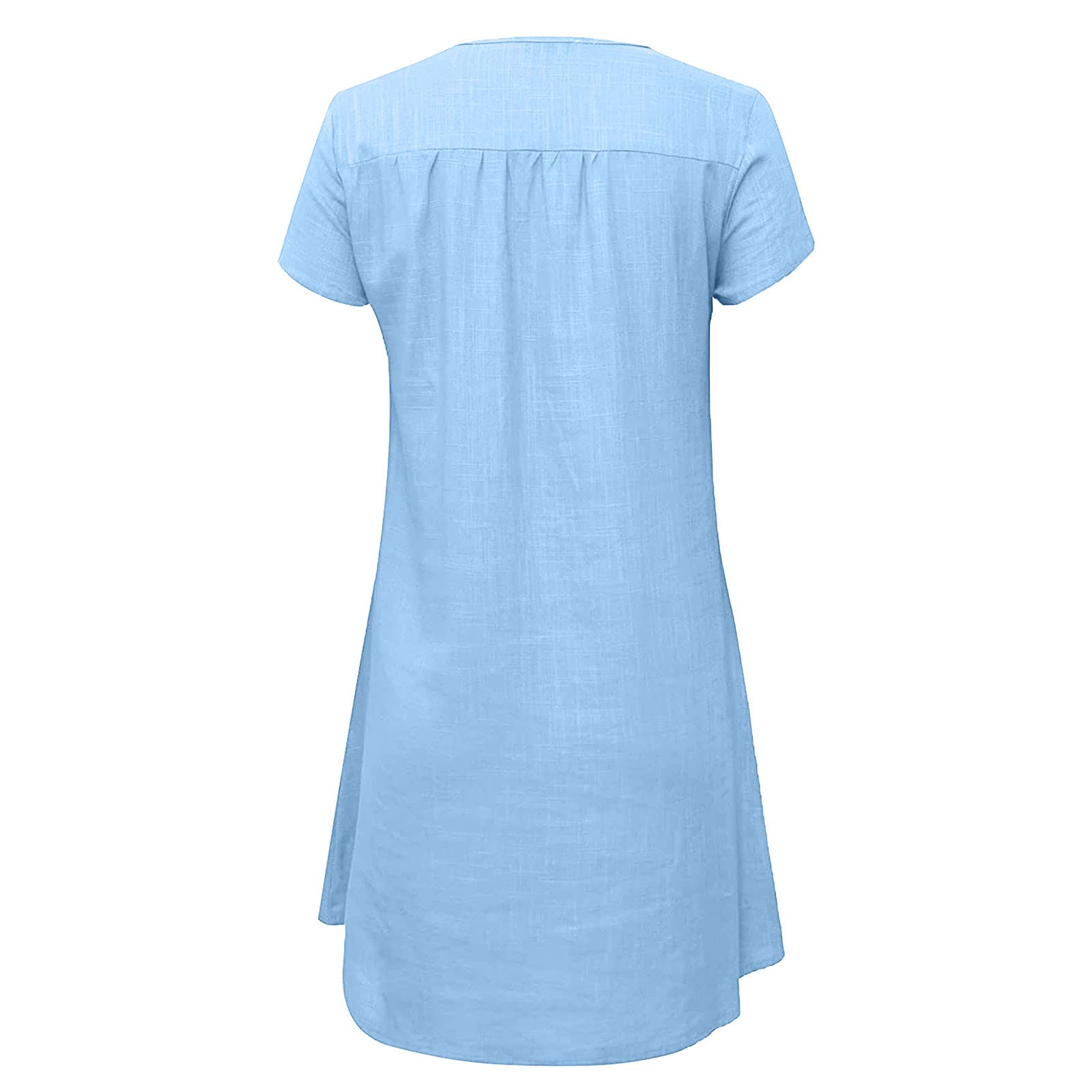 NaRHbrg Women's Linen Tunic Dress - V-Neck Loose Fit Midi Sundress for Beach & Vacation | Plus Size Casual Shift Dress | Perfect for Summer Outings, Travel & Boho Style