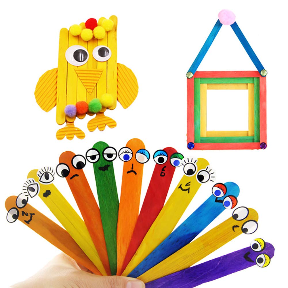 Meideli Colorful Wooden Popsicle Sticks for DIY Crafts - 50PCS Ice Cream Sticks for Treats, Art Projects, and School Activities