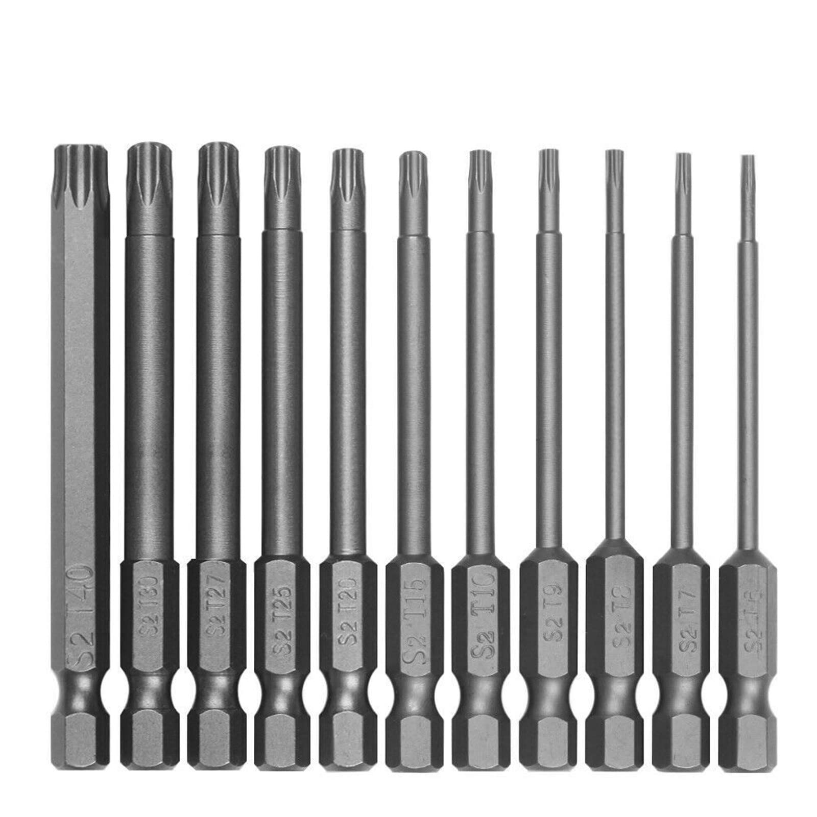 11-Piece Magnetic Torx Screwdriver Bit Set (T6-T40) - Hex Shank Drill Bits for Electric Drills & Screwdrivers - Perfect for Automotive, Electronics & DIY Home Repairs