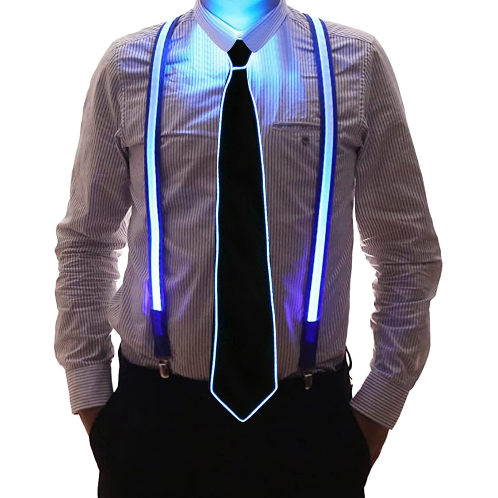 LED Glow Tie for Men - Adjustable Party Necktie for Music Festivals & Nightlife