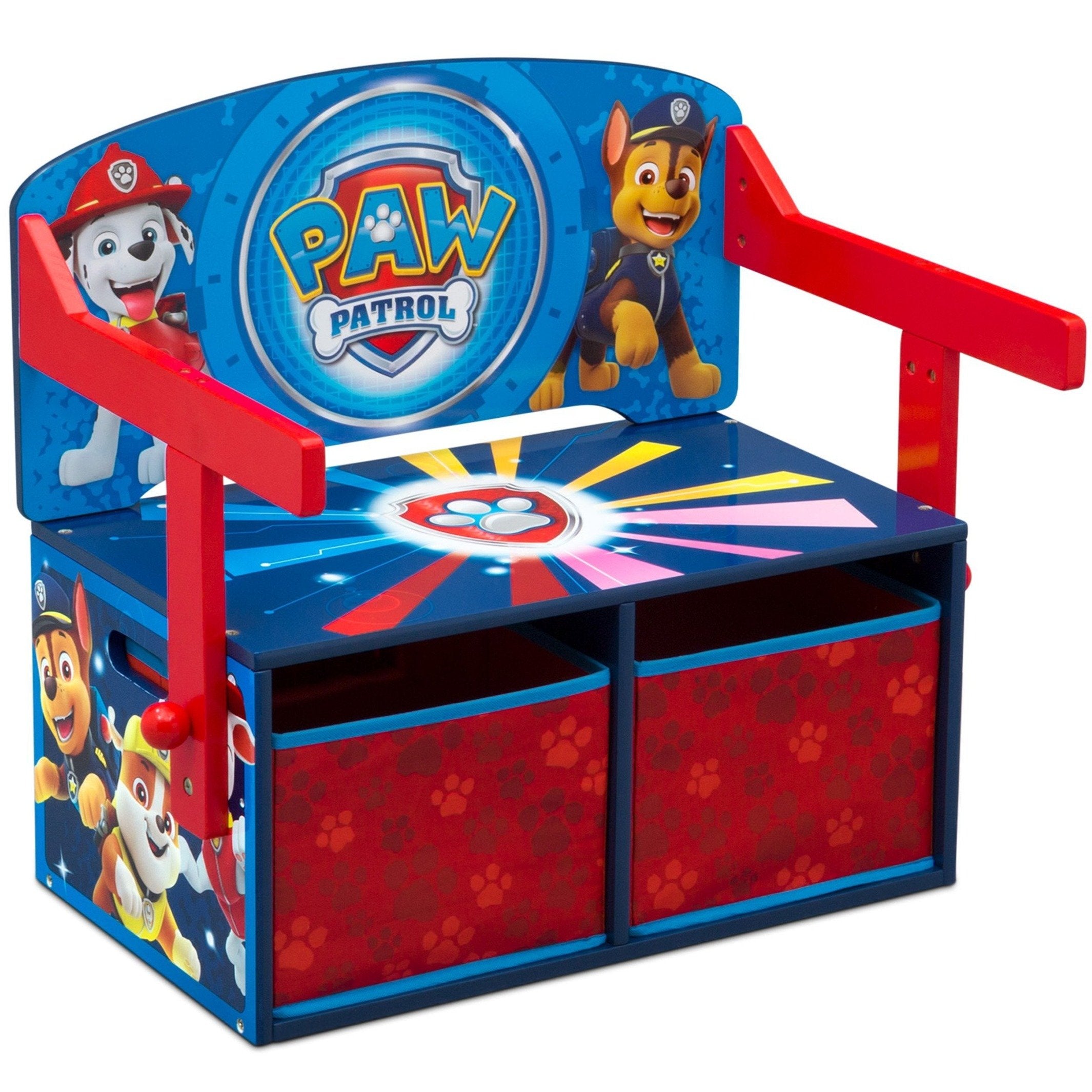 PAW Patrol Activity Bench - Kids Wooden Play Table with Storage, Learning Toy for Toddlers & Preschoolers - Perfect for Playroom, Classroom & Daycare Activities