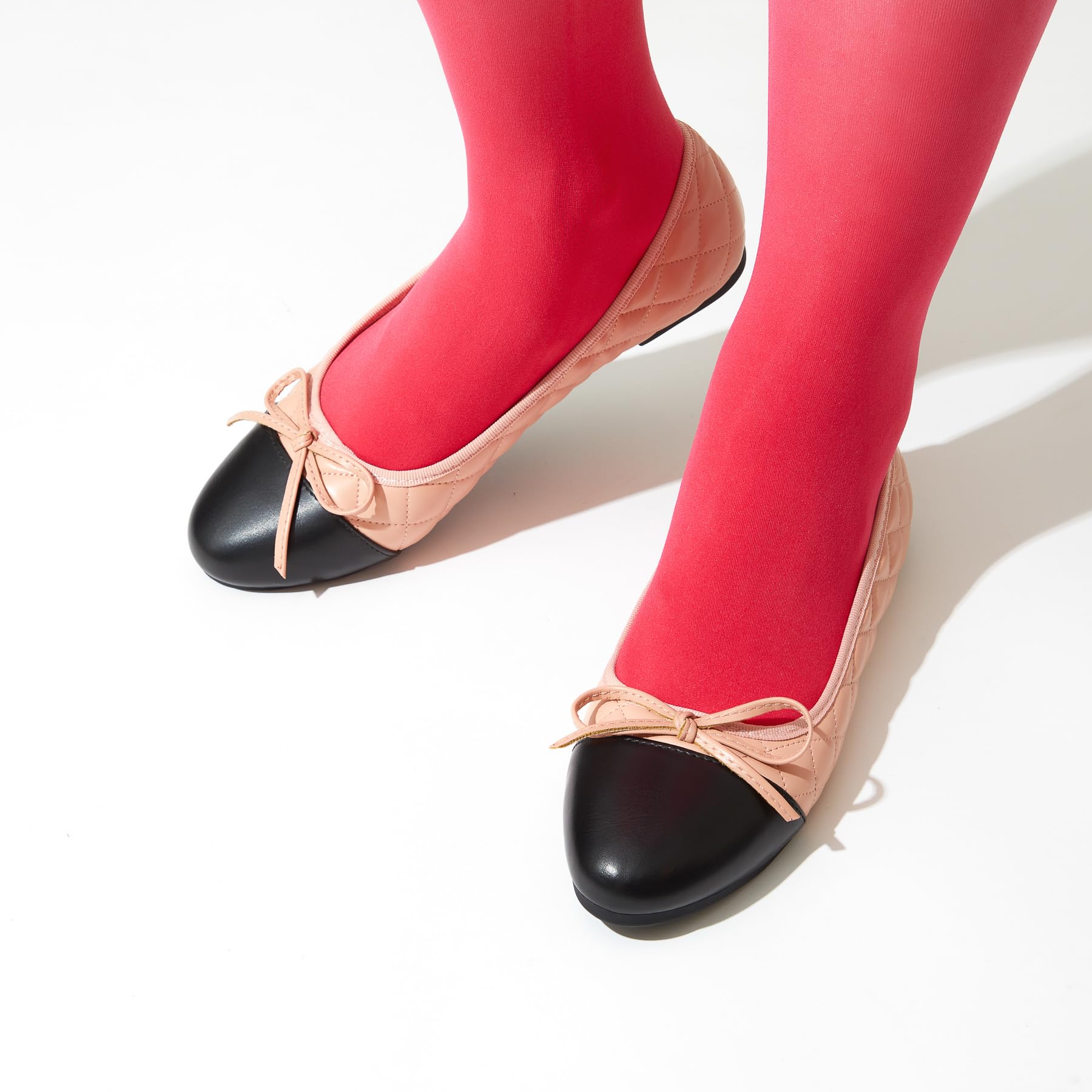 Women's Ballet Flats - Round Toe Mary Jane Shoes with Soft Leather & Geometric Patterns - Elegant Bowknot Slip-On Dress Shoes for Work, Parties & Casual Wear