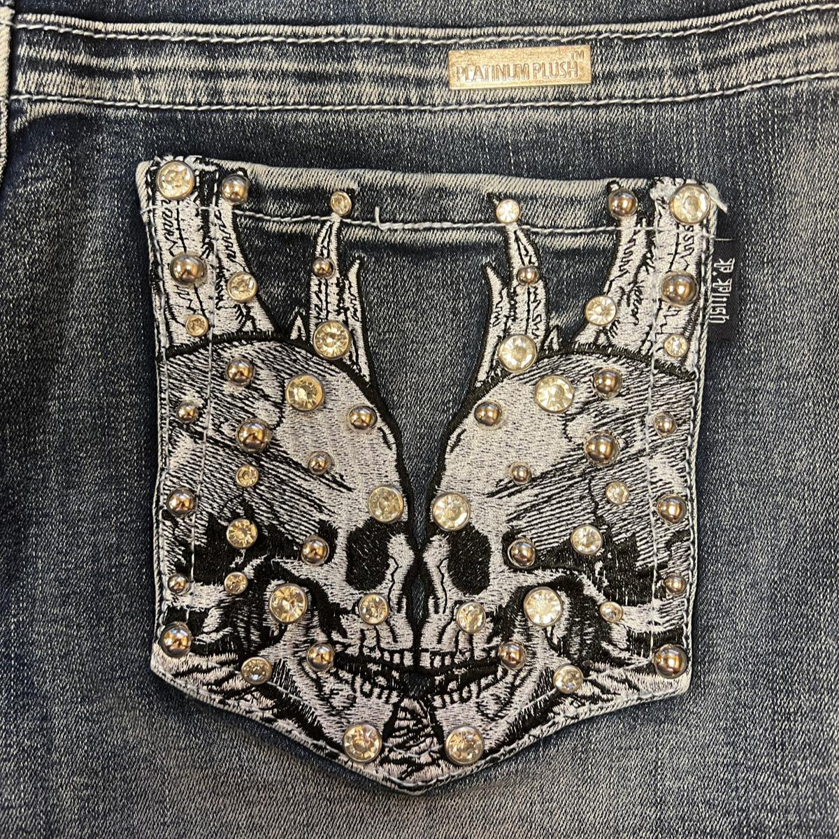 Women's Rhinestone Skull Wing Denim Shorts - Gothic Fashion Distressed High Waisted Jean Shorts for Concerts, Parties & Streetwear Outfits