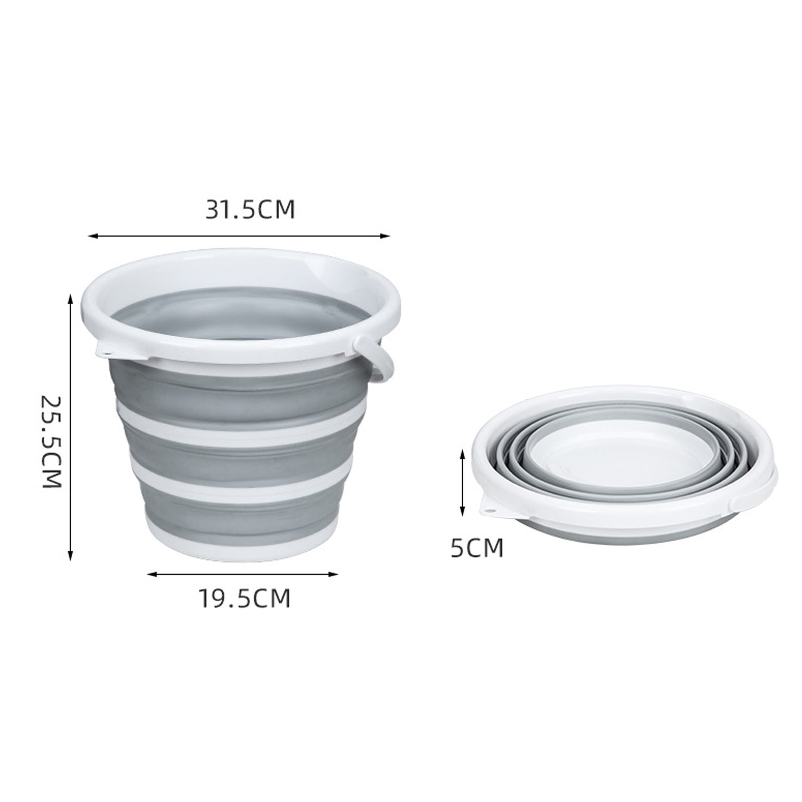 10L Foldable Collapsible Silicone Bucket - Portable Water Container for Home, Hiking, Camping & Fishing (Grey/White) | Perfect for Outdoor Adventures, Car Washing & Pet Bathing