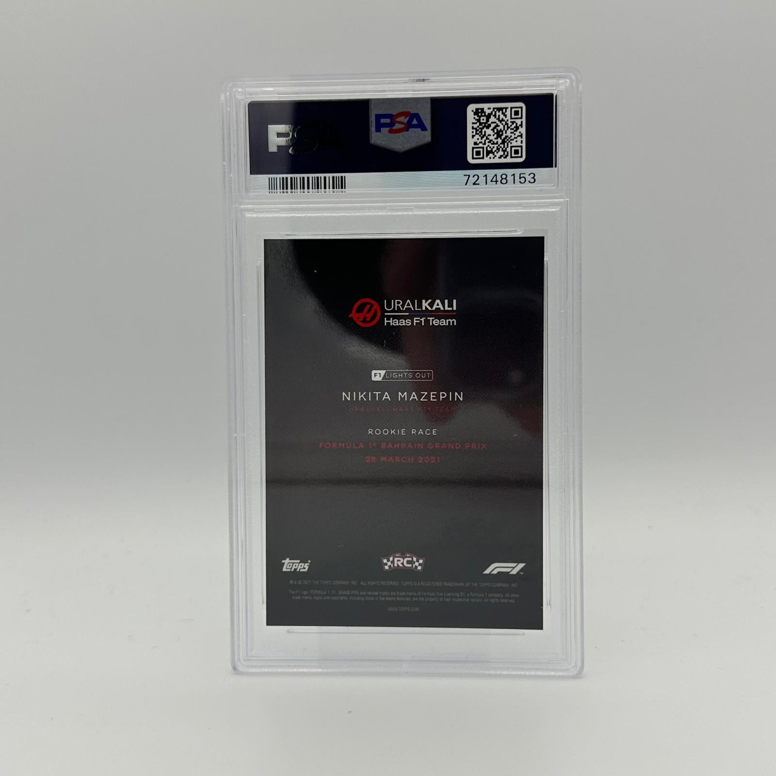 PSA 8 Graded 37/50 Nikita Mazepin Rookie Race Blue & Pink Parallel - Collectible Racing Card for Trading & Display