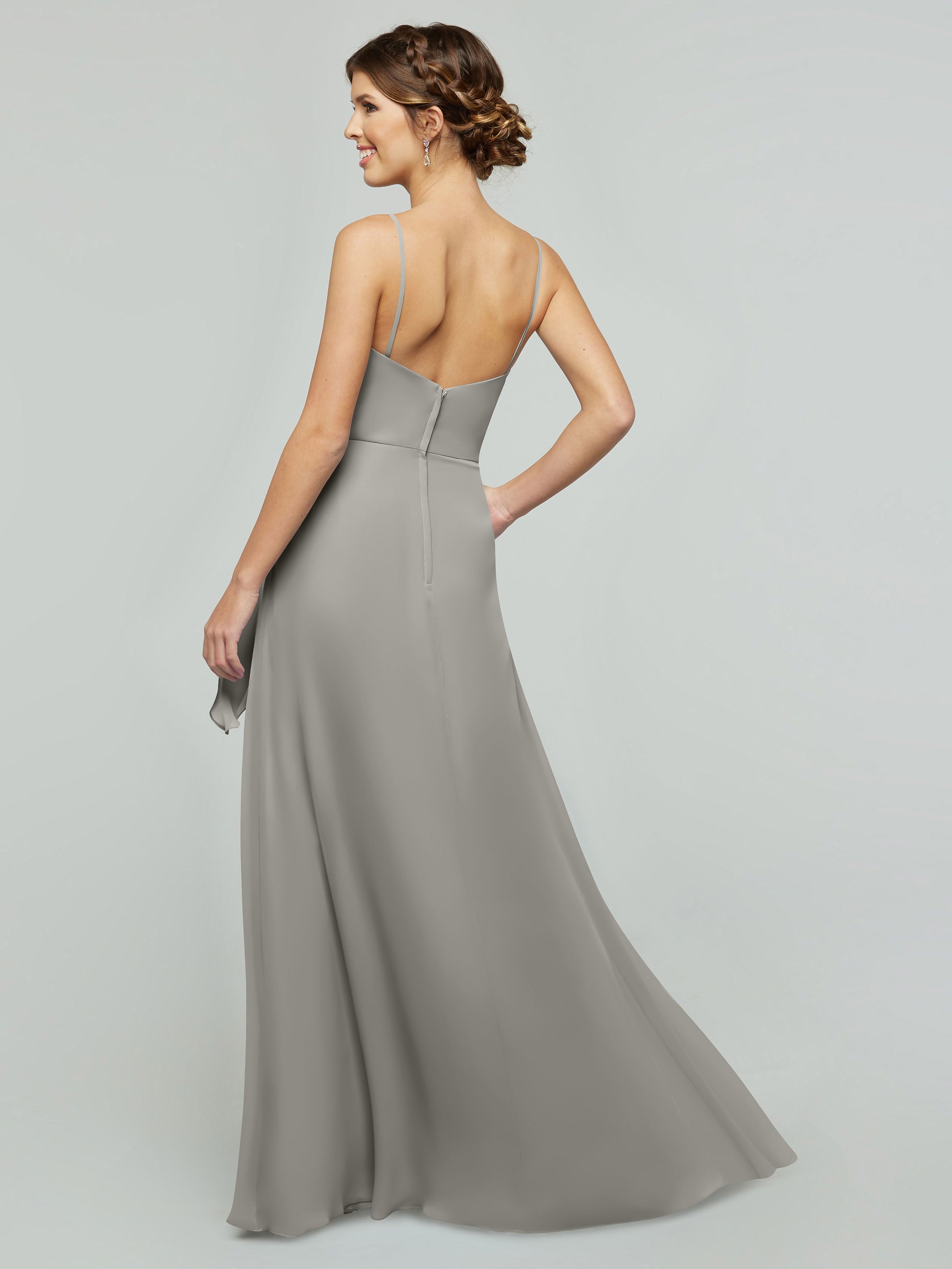 Elegant 80182 Chiffon A-Line Bridesmaid Dress with V-Neck & Spaghetti Straps - Perfect for Weddings, Formal Events & Special Occasions