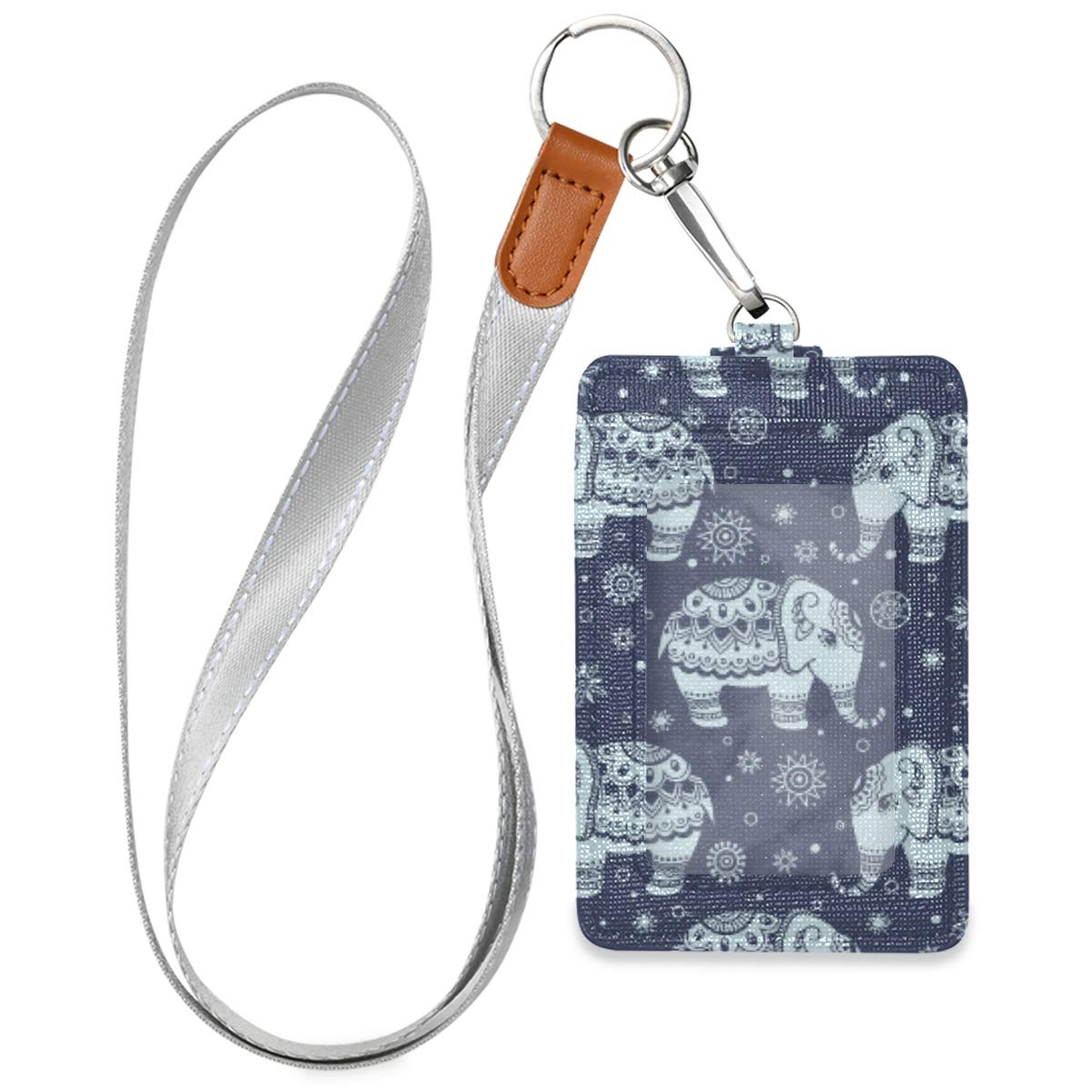 VIKKO PU Leather ID Badge Holder with Lanyard & Key Ring - for Work, School, Events