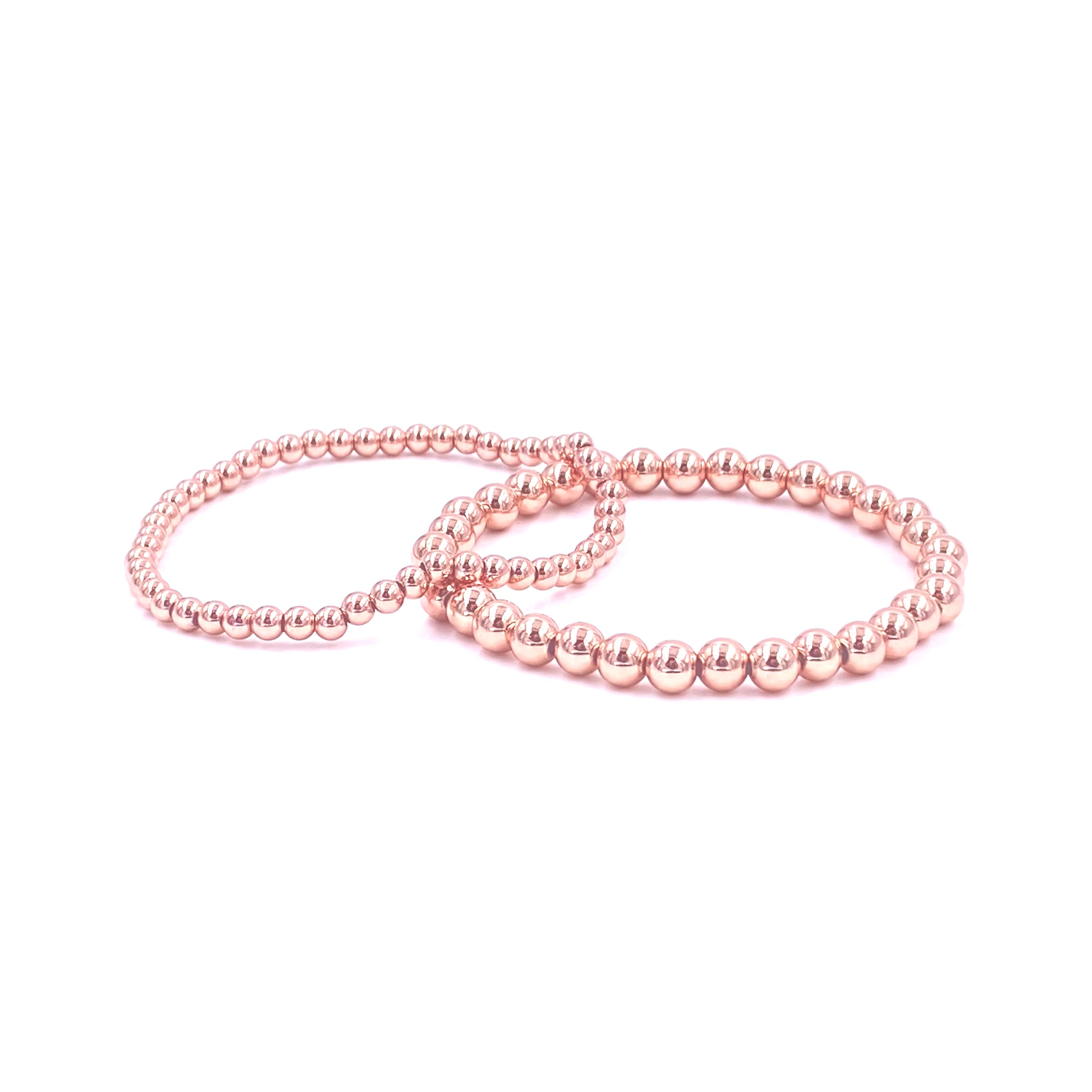 Elegant Ashley Gold Stainless Steel Rose Gold Stretch Beaded Bracelet for Women - Perfect for Parties, Weddings & Everyday Wear