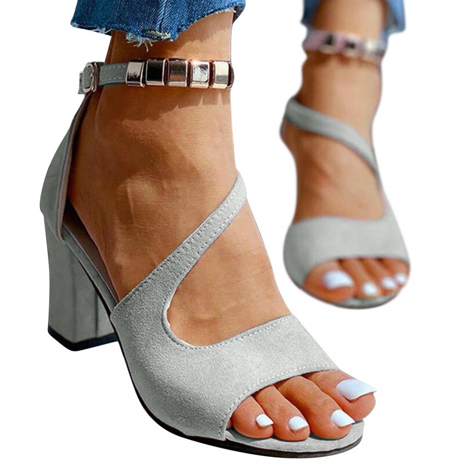 Women's Summer Heel Sandals with Ankle Strap - Strappy Pump Sandals for Weddings, Parties & Beach Vacations | Comfortable Dressy Open-Toe Shoes for Women