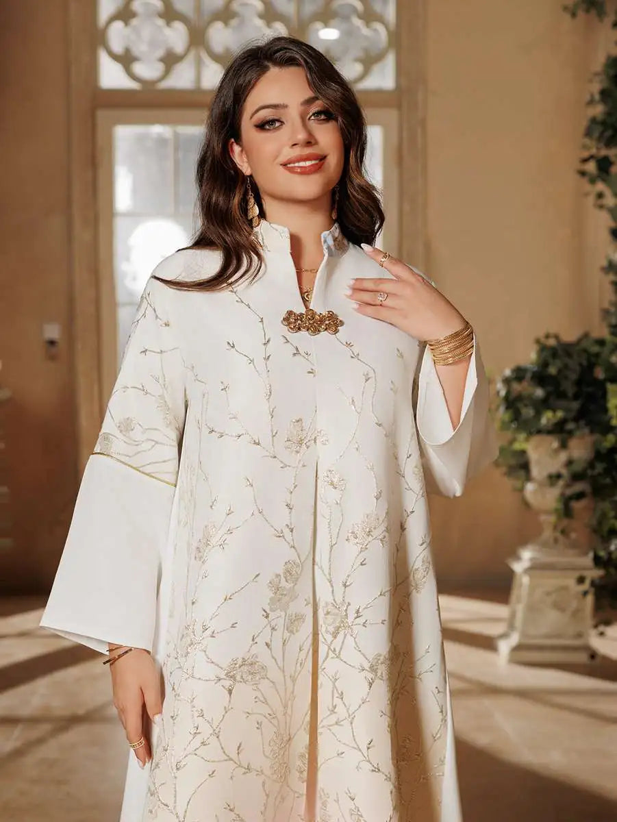 Elegant Eid Gradient Jacquard Dress for Muslim Women - Flowy Caftan Kaftan Dress & Jalabiya - Perfect for Eid Celebrations, Weddings, and Special Occasions