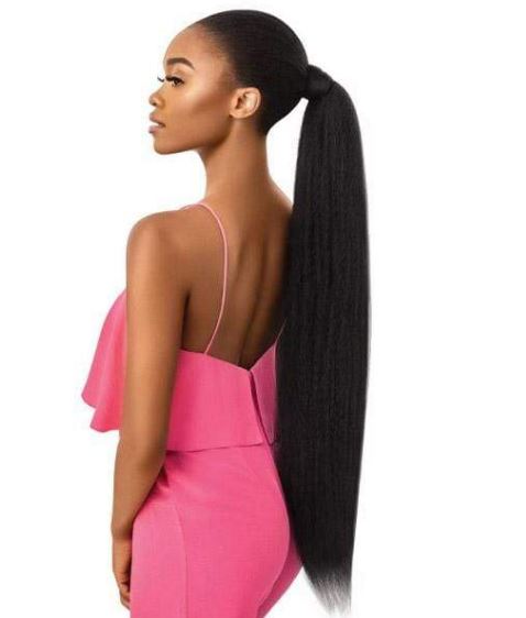 Outre Pretty Quick Pony Jumbo Kinky Straight Hair Extensions - Clip-In Synthetic Hair for Women, Perfect for Parties, Weddings & Everyday Styling