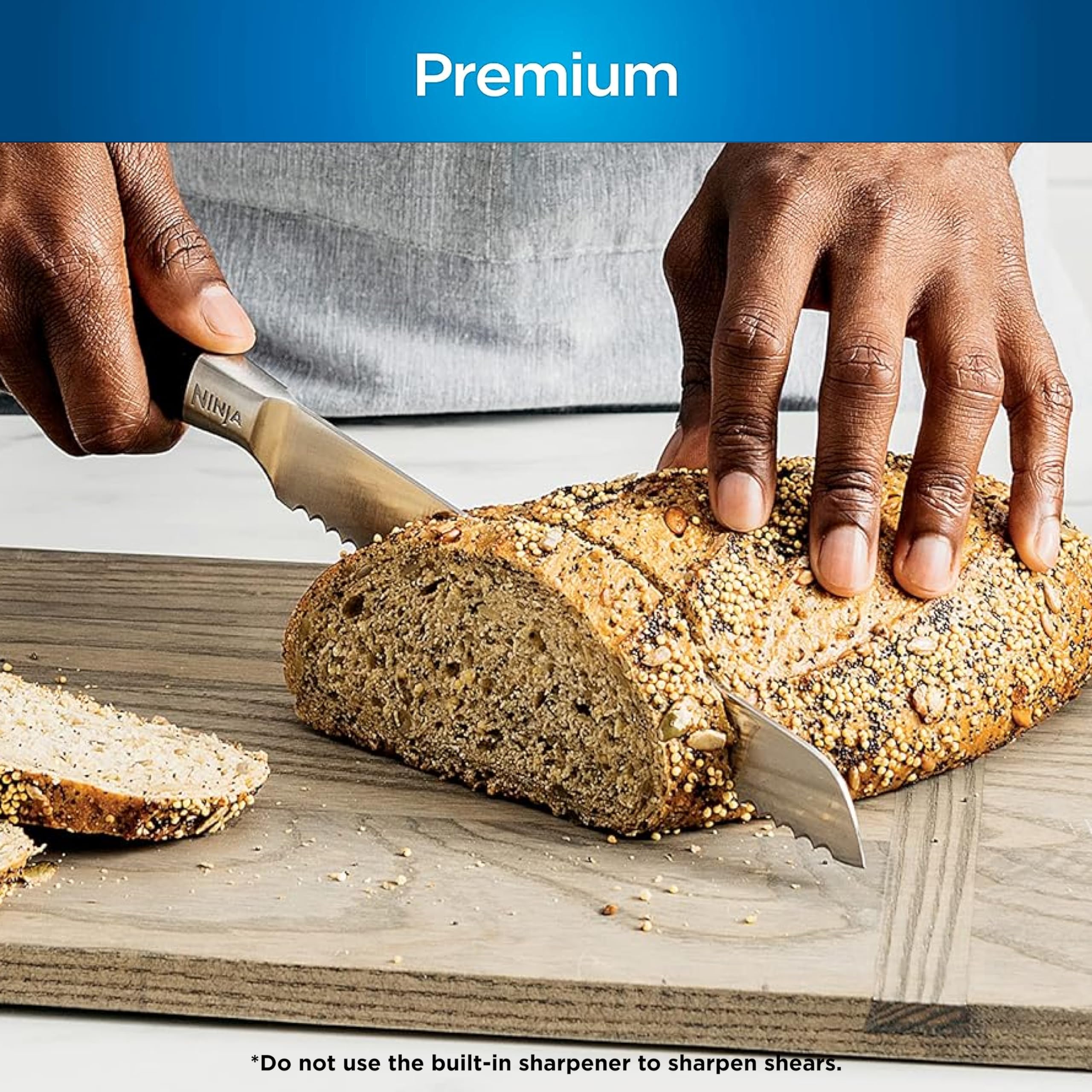 Ninja K52015 Foodi NeverDull 15-Piece Premium Knife Set with Wood Block - German Stainless Steel Kitchen Knives with Built-in Sharpener (Stainless Steel/Walnut) - Perfect for Home Chefs, Cooking Enthusiasts & Professional Kitchens