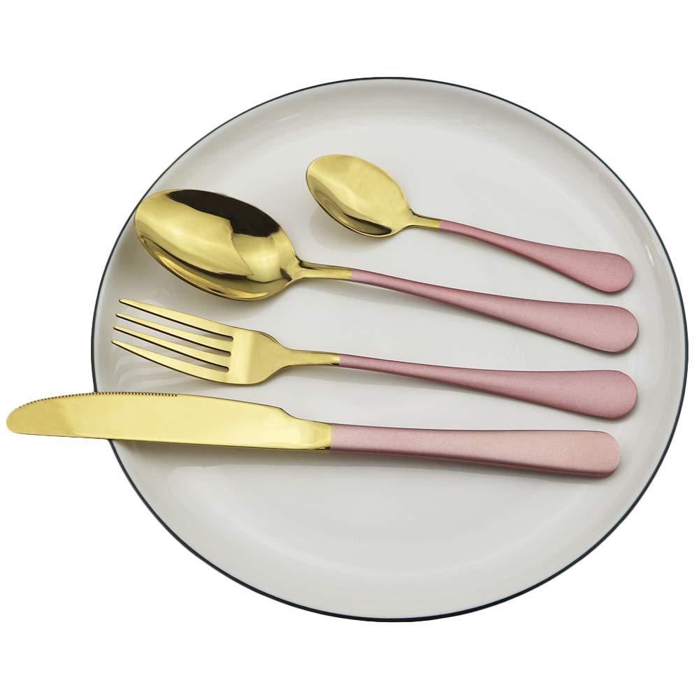 16-Piece Stainless Steel Flatware Set - Black & Silver Silverware for Dining - Includes Forks, Spoons, Knives - Elegant Dinnerware for Restaurants, Home Kitchen & Dinner Parties