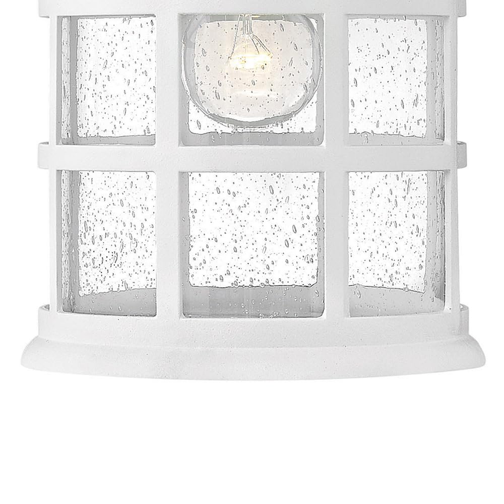 Hinkley Freeport Coastal Elements Medium Hanging Outdoor Lantern - Composite Material, New England Style, Clear Seedy Glass, Fade Resistant, Textured White Finish - Perfect for Porch, Patio, Garden, and Coastal Home Decor