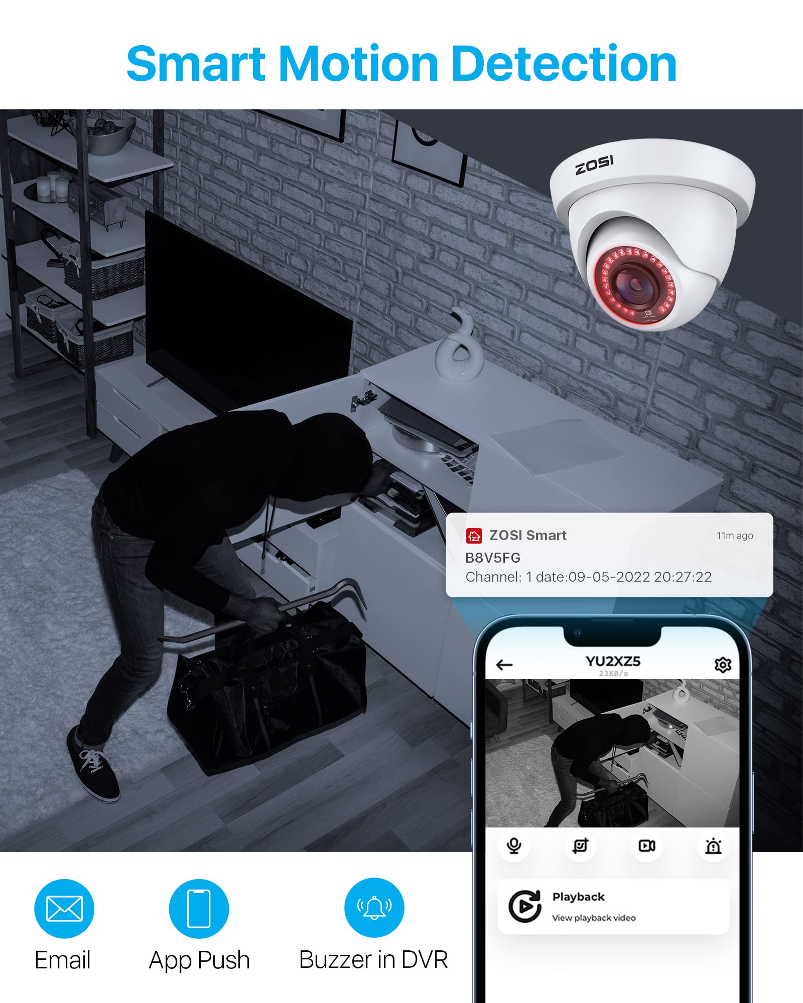 ZOSI 8 Channel Home Security Camera System with 1TB HDD, H.265+ 5MP Lite 8CH HD-TVI CCTV DVR Recorder & 8x 1080P HD 1920TVL Outdoor Cameras with Night Vision - 24/7 Surveillance for Home, Business & Property Protection