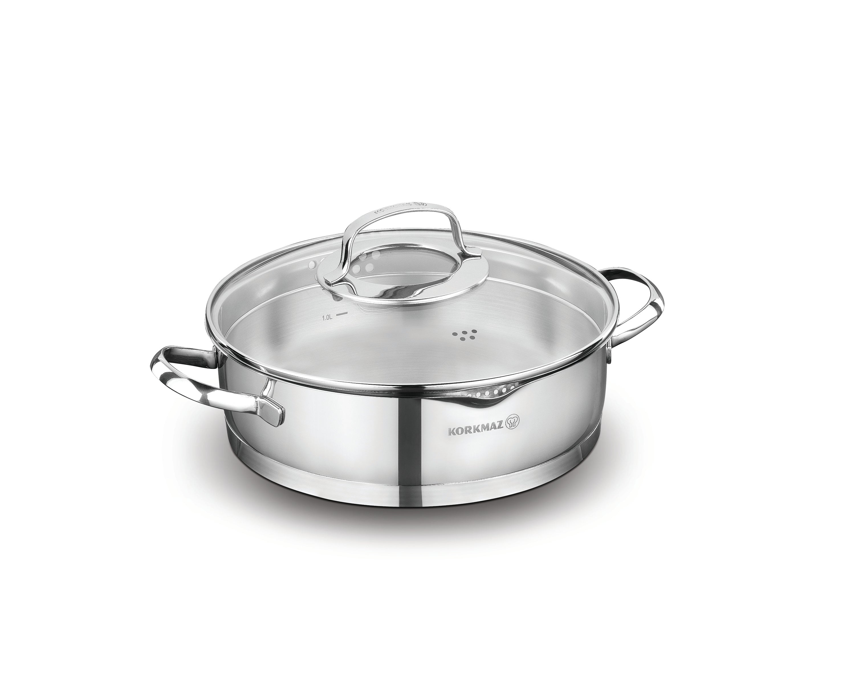 3.0L Stainless Steel Low Pot with Lid - 9.5x2.75 Inches - Perfect for Camping, Picnics & Outdoor Cooking
